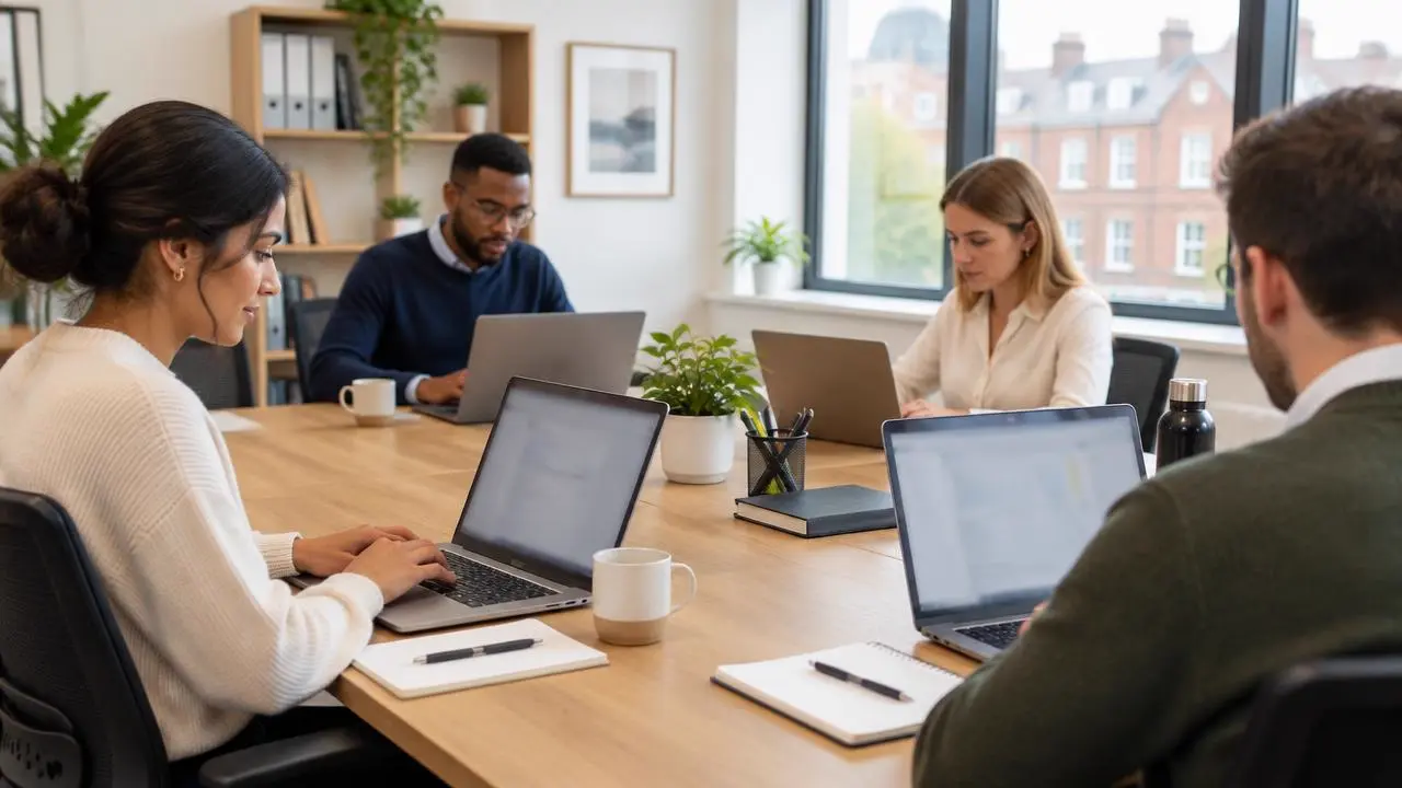 Accountancy team working in a modern office