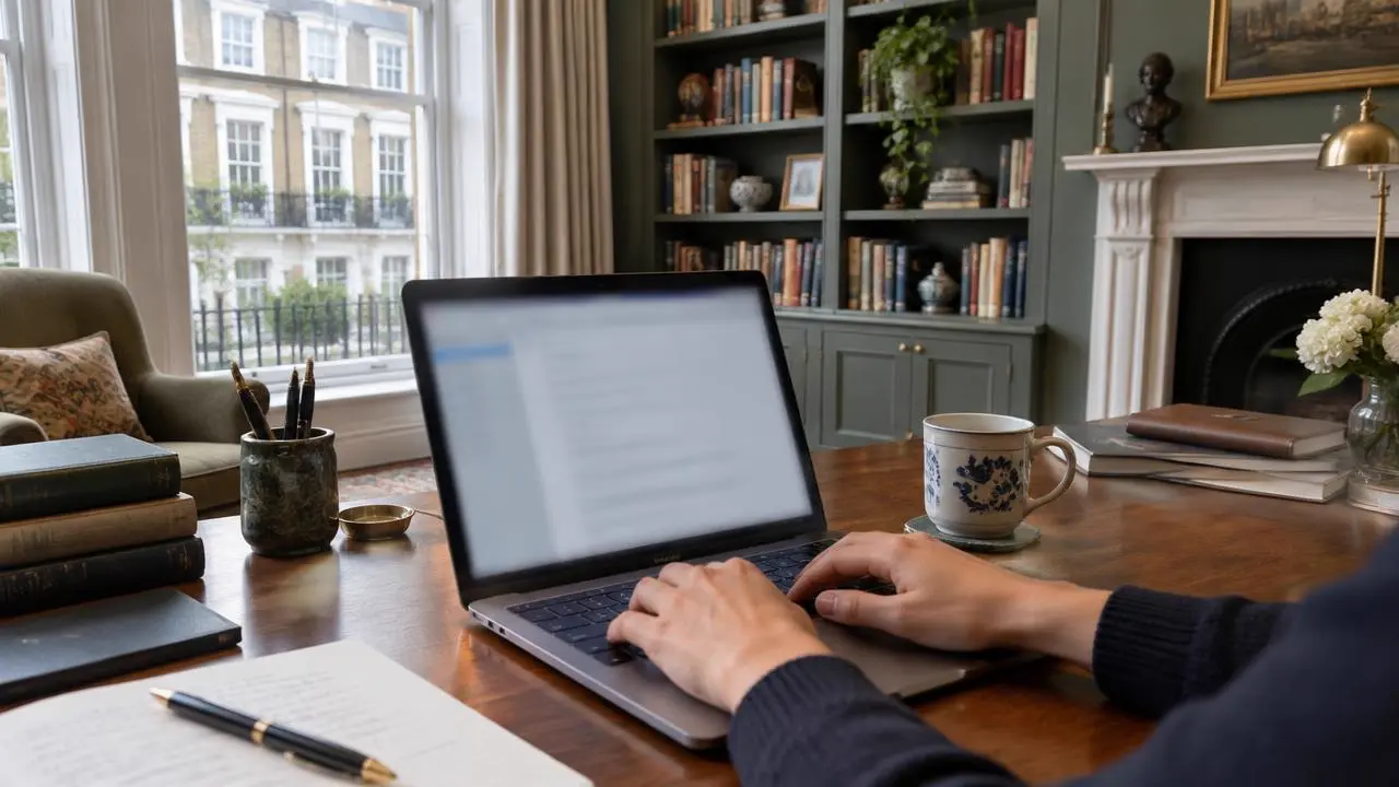 Laptop in a private family office study