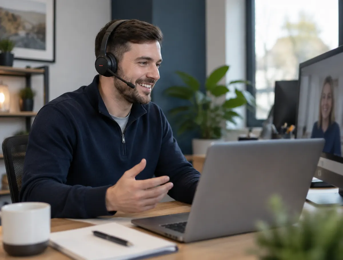 Brilit engineer helping a client over a video call