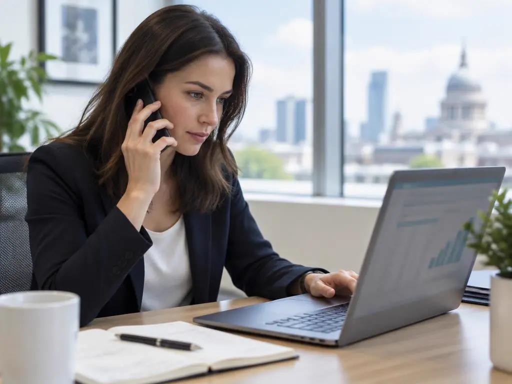 Finance professional verifying a payment instruction by phone